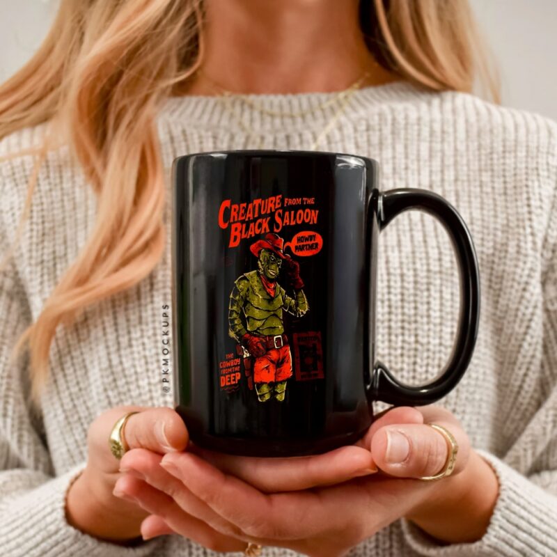 Gill-man Creature from the Black Saloon The cowboy from the deep wanted_Ceramic Mug