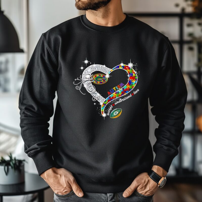 Green Bay Packers Autism Accept Understand Love graphic_Crewneck Sweatshirt