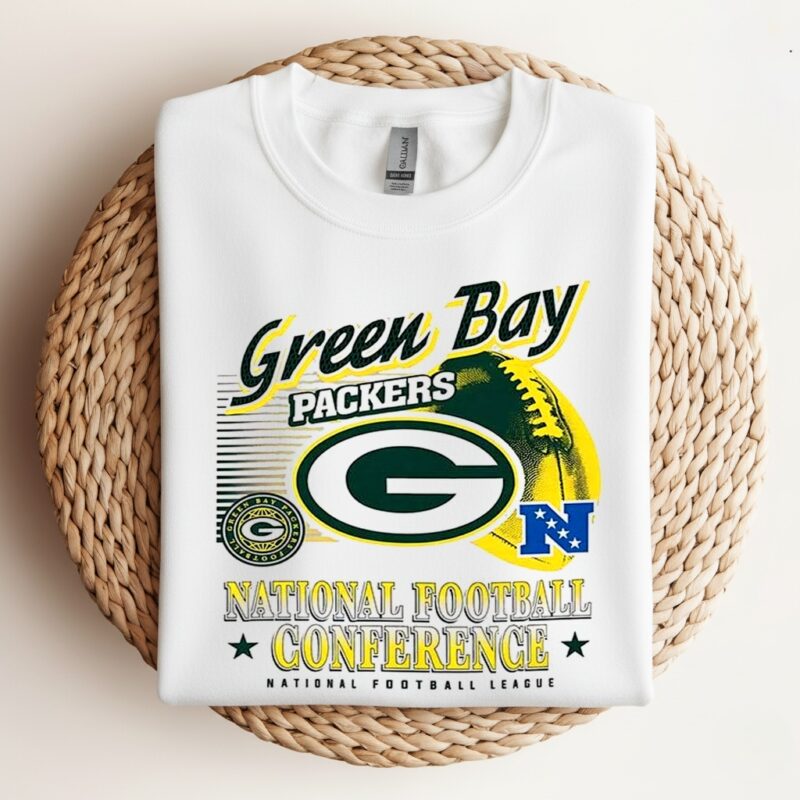 Green Bay Packers NFL American football conference logo ball retro_Crewneck Sweatshirt
