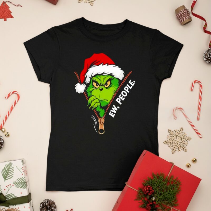 Grinch Ew People Christmas Green Monster Graphic_Ladies T-Shirt