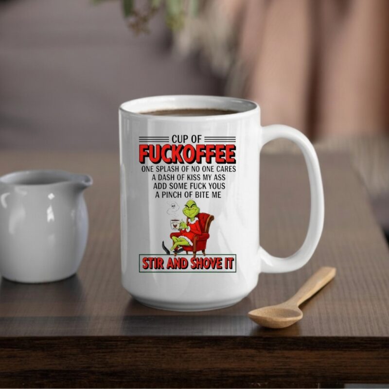 Grinch cup of fuckoffee stir and shove it Christmas_Mug