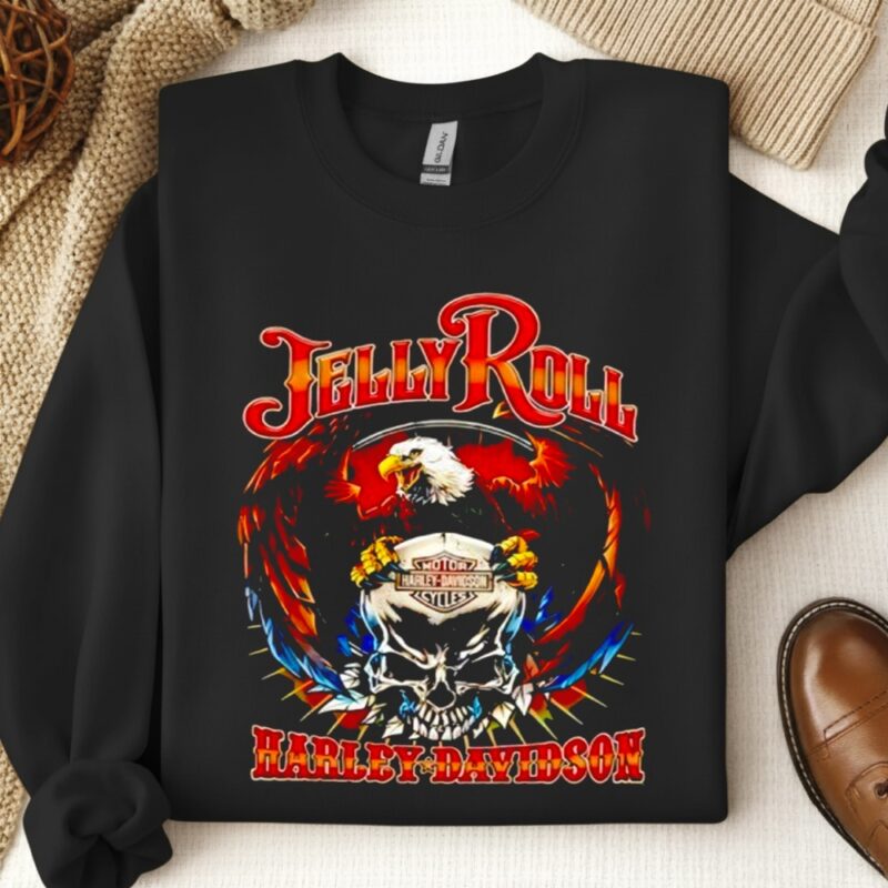 Jelly Roll Harley Davidson Eagle Skull_Crewneck Sweatshirt