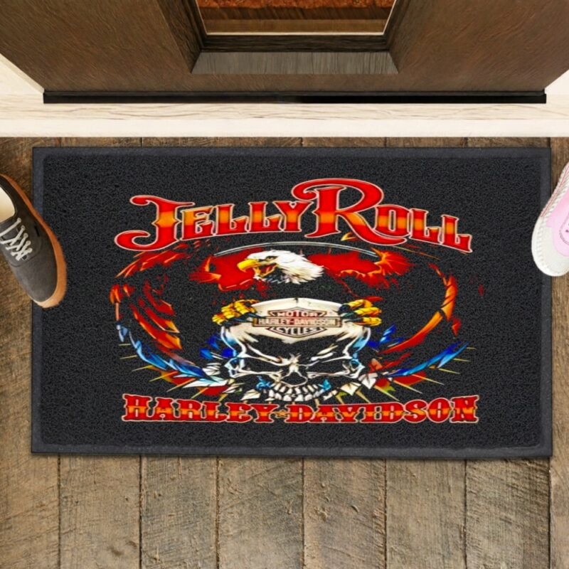Jelly Roll Harley Davidson Eagle Skull_Rubber Doormat