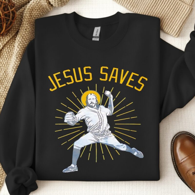 Jesus Saves Baseball player graphic_Crewneck Sweatshirt