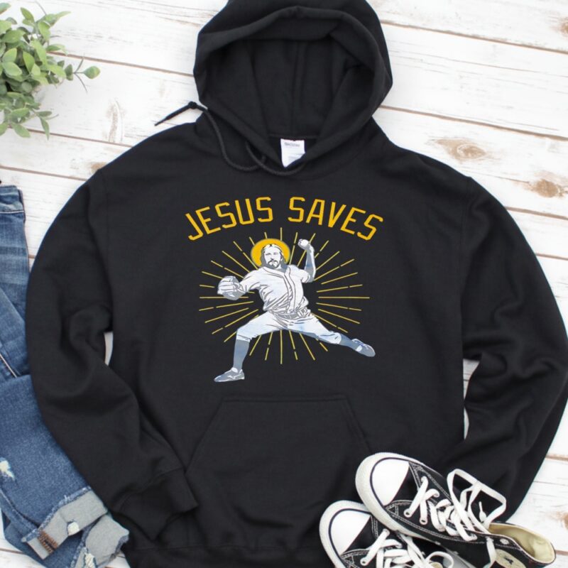 Jesus Saves Baseball player graphic_Hoodie