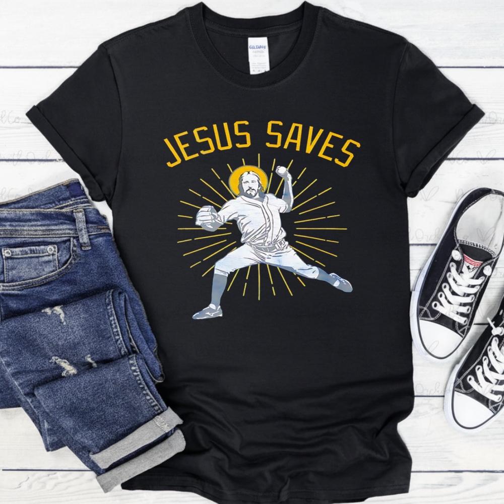 Jesus Saves Baseball player graphic shirt