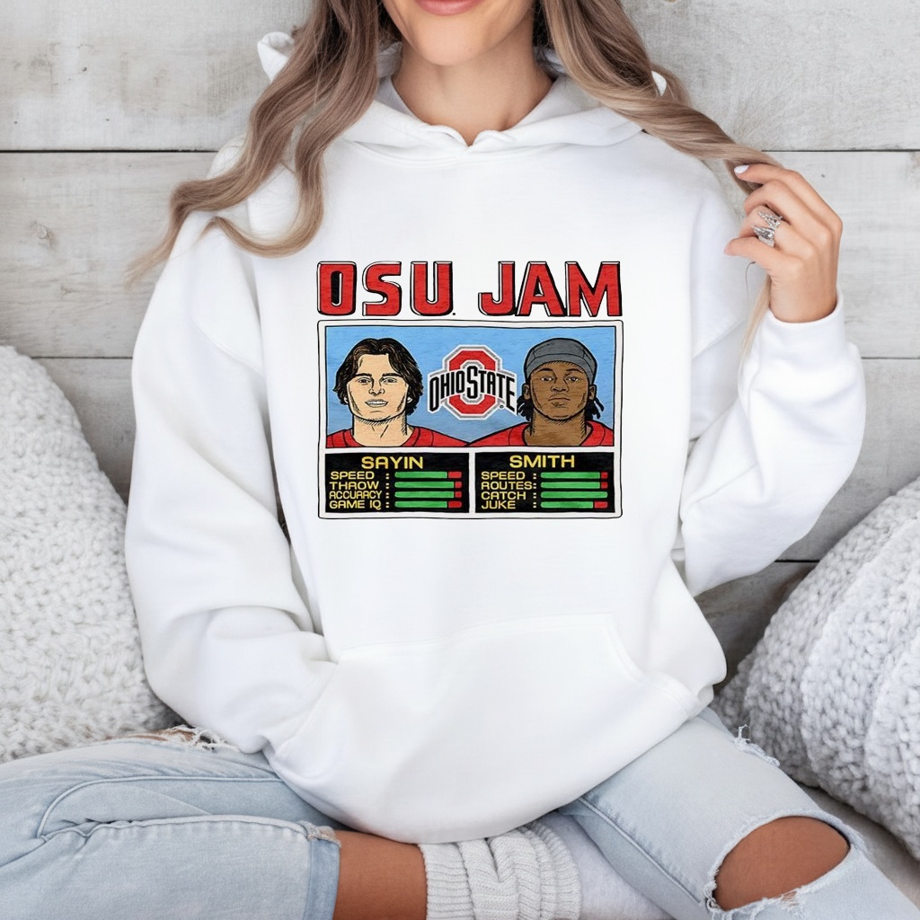 Julian Sayin and Jeremiah Smith Ohio State Buckeyes football JAM classic video game shirt