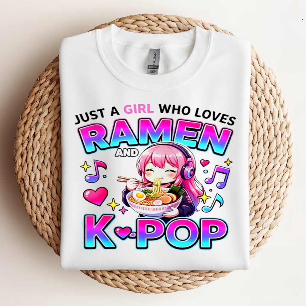 Just A Girl Who Loves Anime Ramen and K-pop shirt