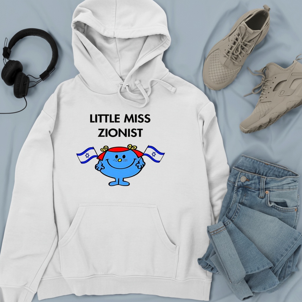 Dahlia Kurtz wearing little miss Zionist holding Israel flag shirt