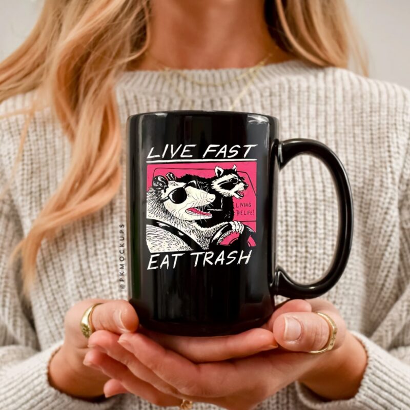 Live Fast Eat Trash Opossum & Raccoon_Ceramic Mug