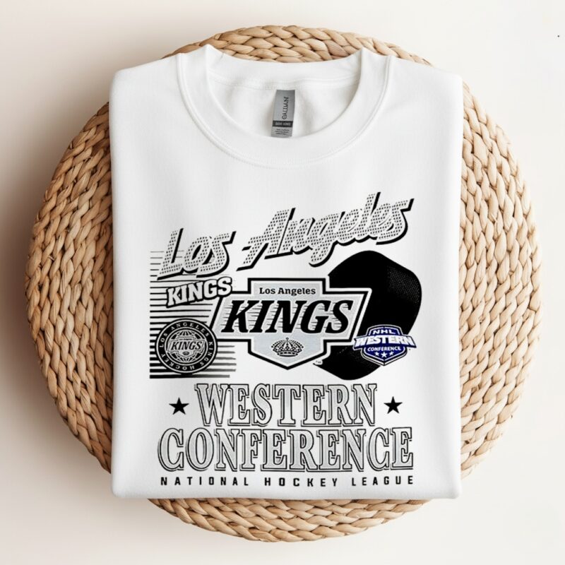 Los Angeles Kings NHL Western Conference logo and ball_Crewneck Sweatshirt