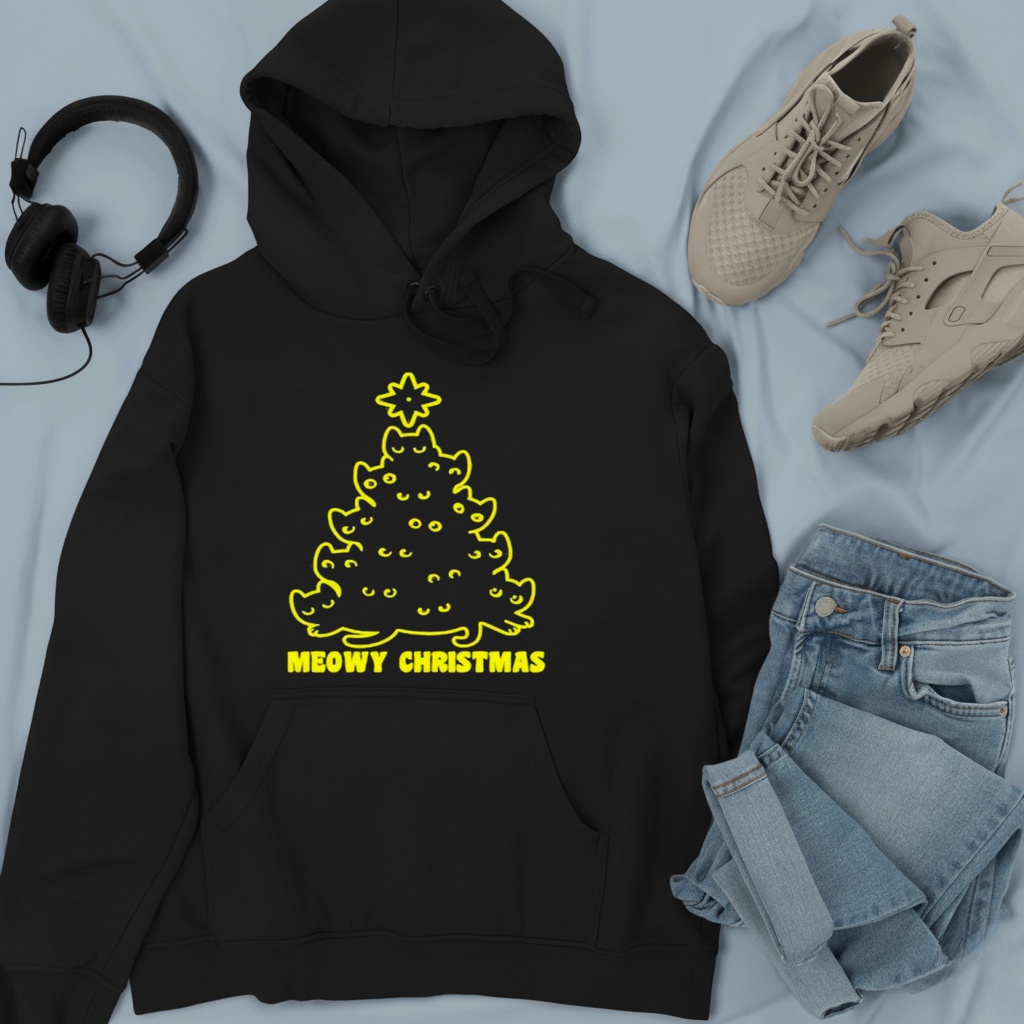 Meowy Christmas Tree Christmas Cats Hoodie