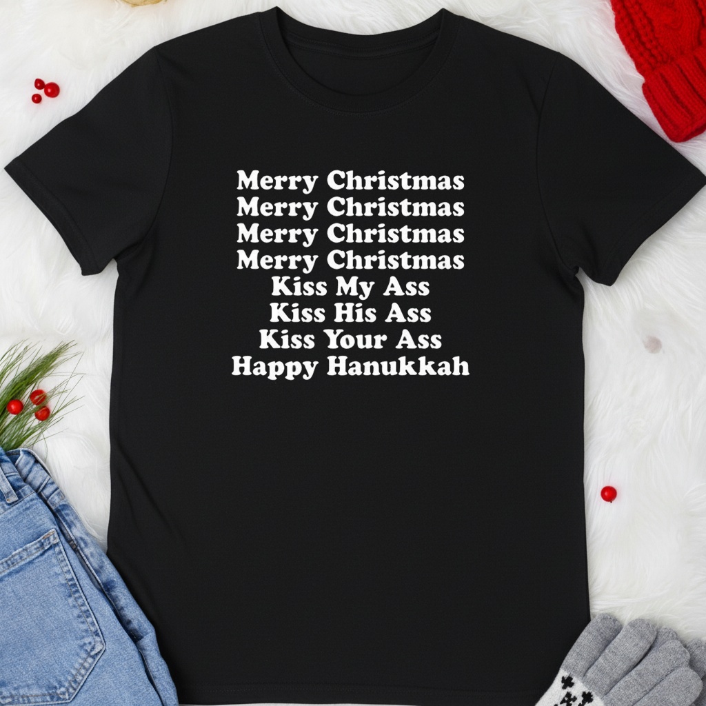 Merry Christmas kiss my ass kiss his ass kiss your ass happy Hanukkah shirt