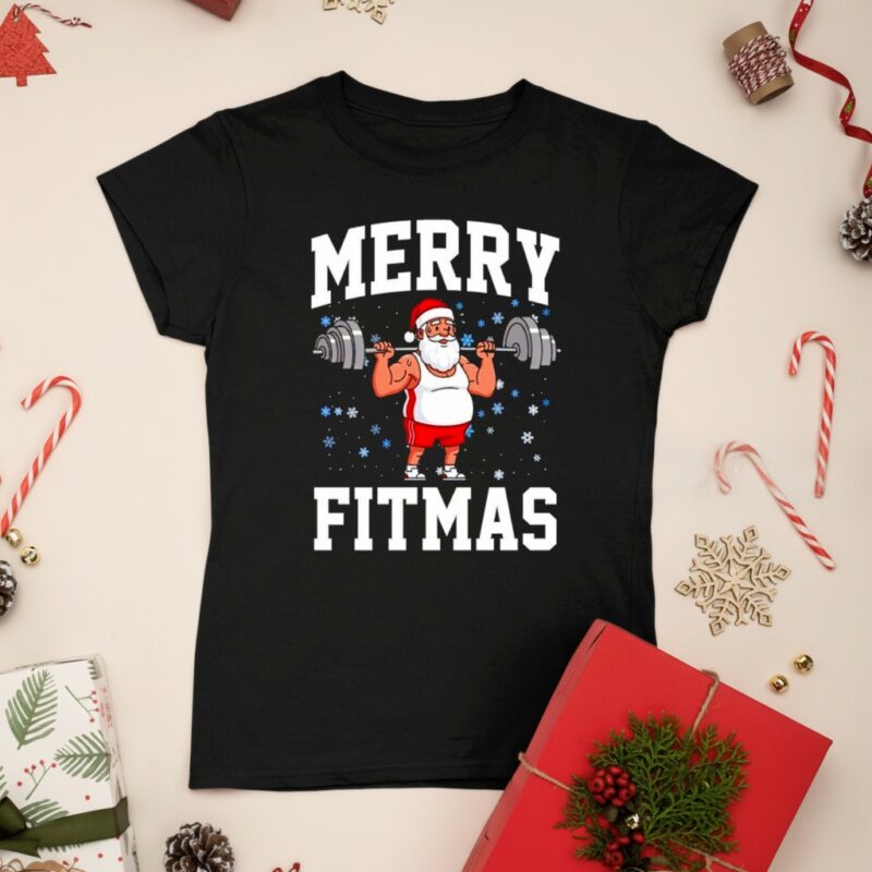 Merry Fitmas Funny Santa Claus_Ladies T-Shirt