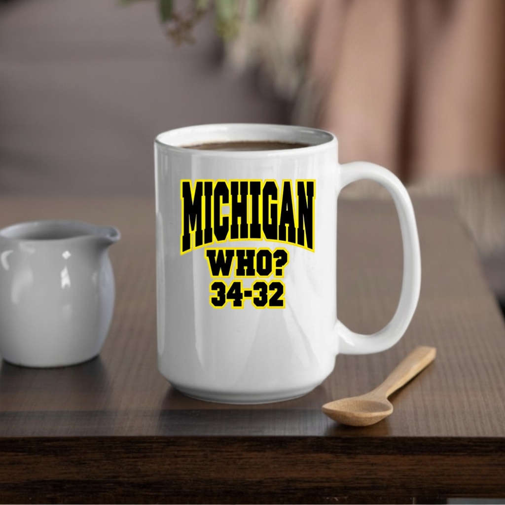 Michigan who 34-32 shirt