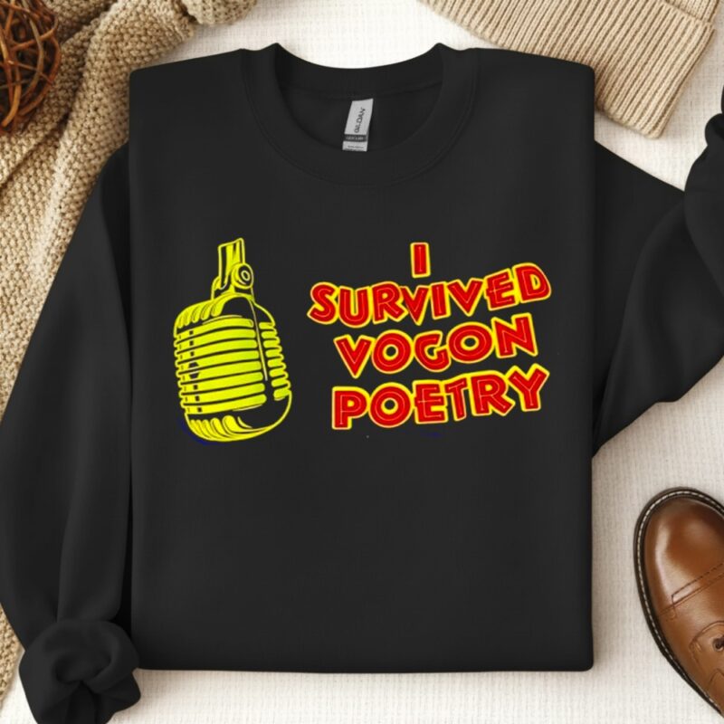 Microphone i survived vogon poetry_Crewneck Sweatshirt