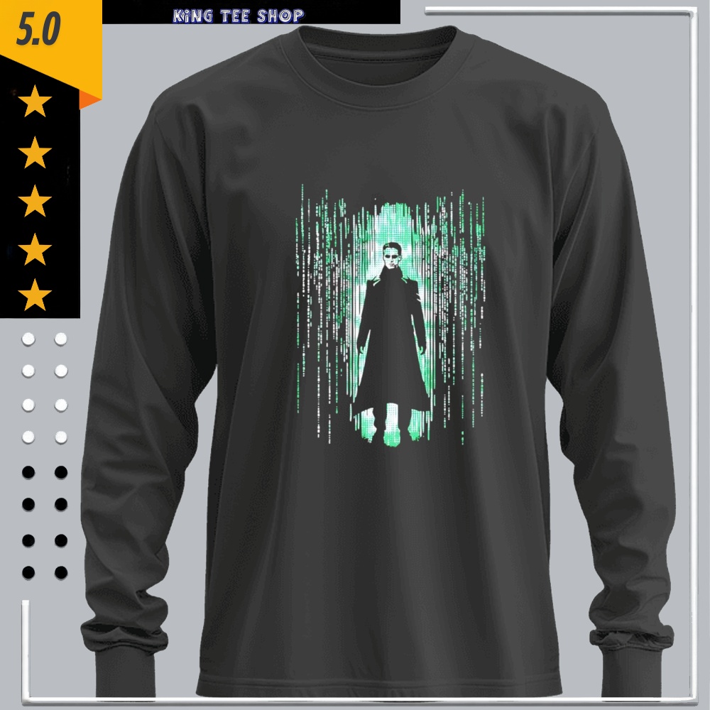 Neo The Matrix coded rain shirt