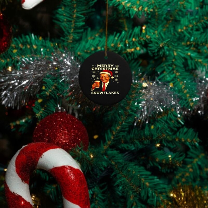 Nigel Farage raises his glass reform merry Christmas snowflakes caricature_Ornaments