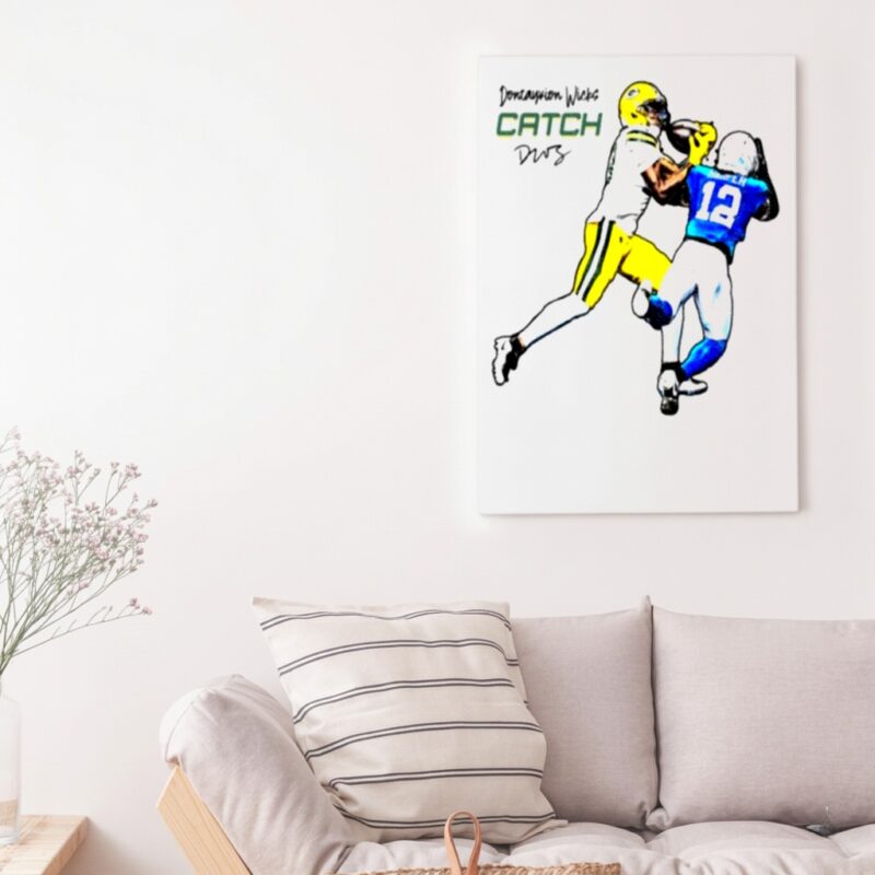 Official Dontayvion Wicks Catch Green Bay Packers vs Lions Detroit signature_Canvas