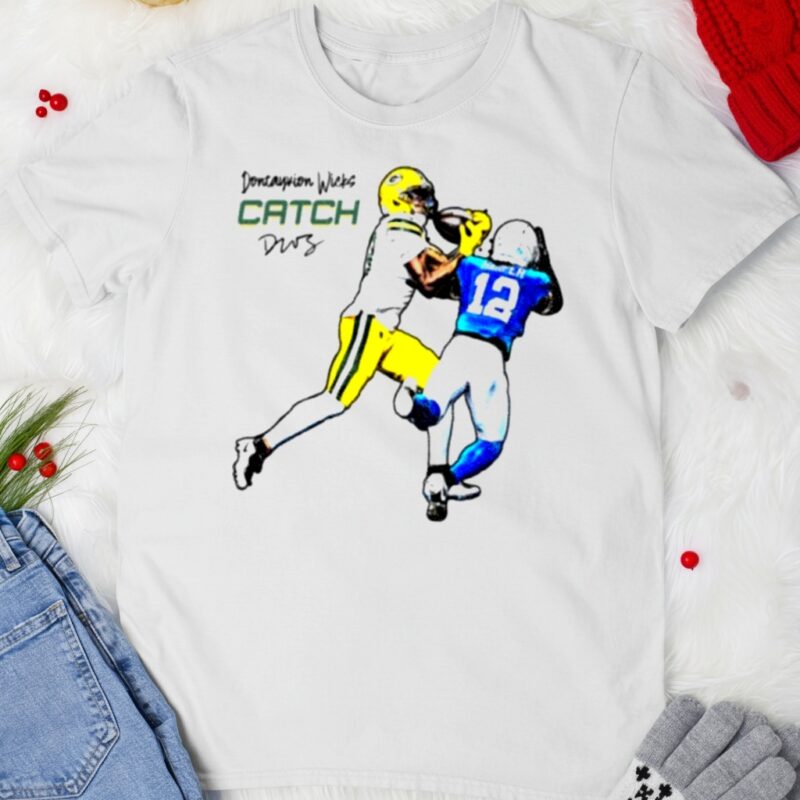 Official Dontayvion Wicks Catch Green Bay Packers vs Lions Detroit signature_T-shirt