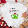 Official Grinch Santa hat nice naughty my sister made me do it Christmas shirt