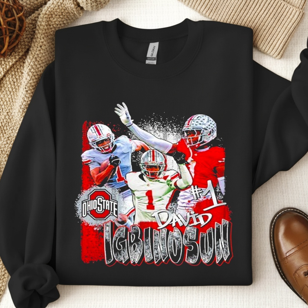 Ohio State Buckeyes #1 Davison Igbinosun Highlight T-Shirts