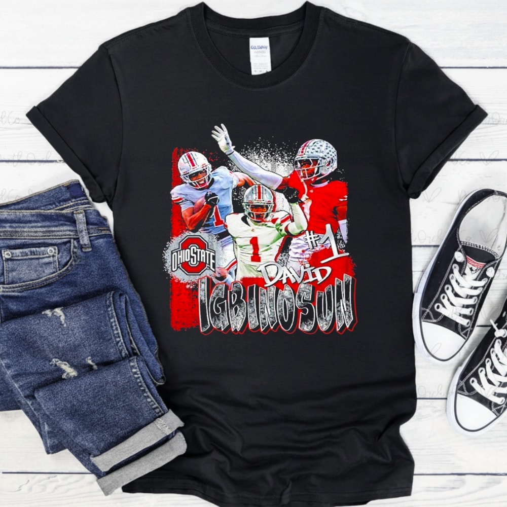 Ohio State Buckeyes #1 Davison Igbinosun Highlight T-Shirts