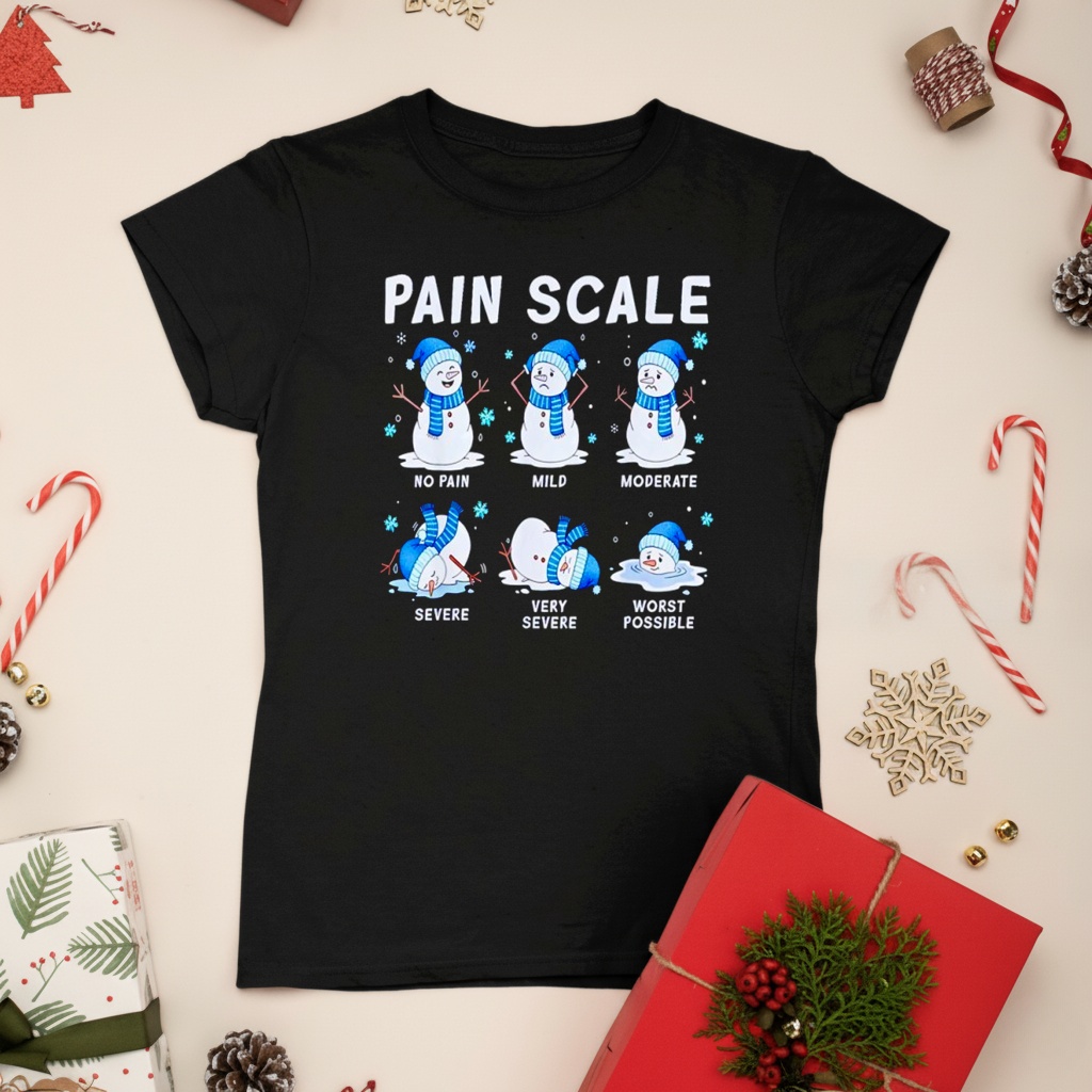 Pain Scale Snowman Nurse Christmas Xmas Snow Pajamas Holiday Shirt