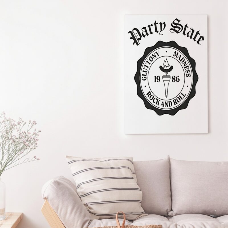 Party State Gluttony Madness rock and roll 1986 logo_Canvas