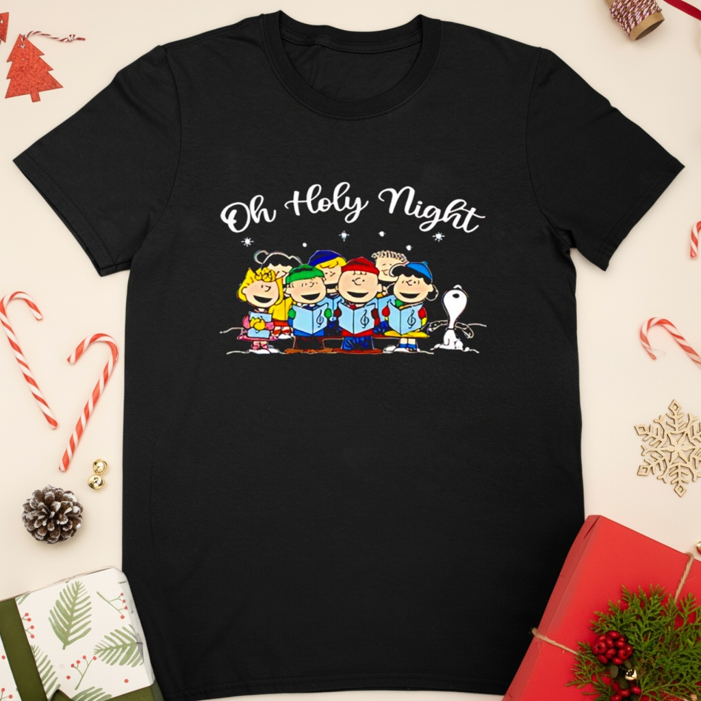 Peanuts characters Oh Holy Night Christmas carol shirt