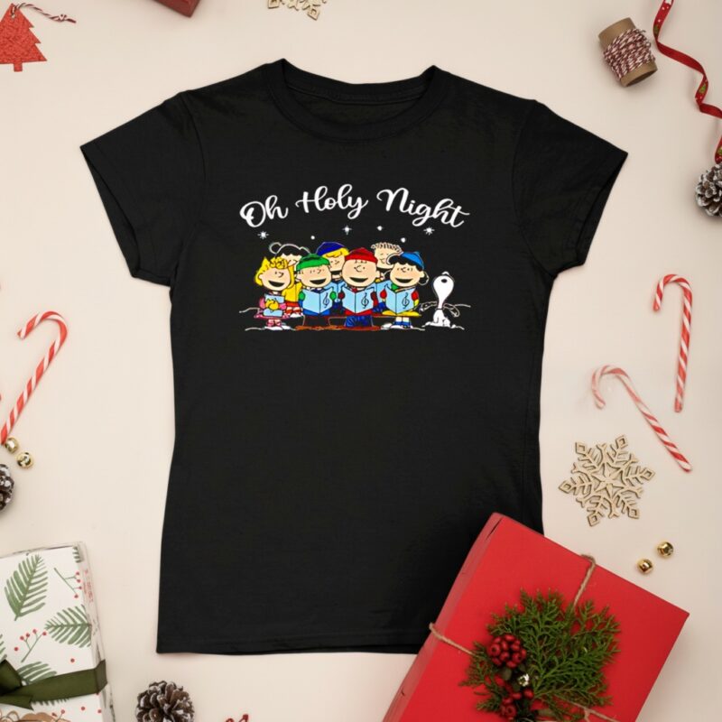 Peanuts characters Oh Holy Night Christmas carol_Ladies T-Shirt