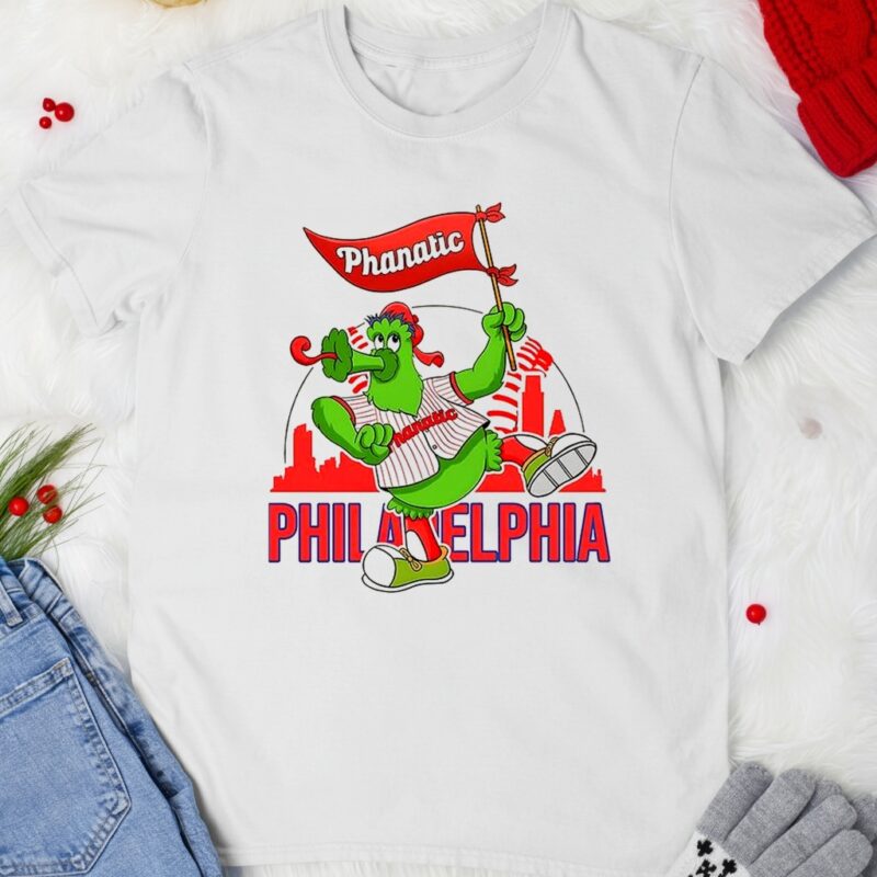 Phillie Phanatic dancing Philadelphia Phillies baseball skyline mascot_T-shirt