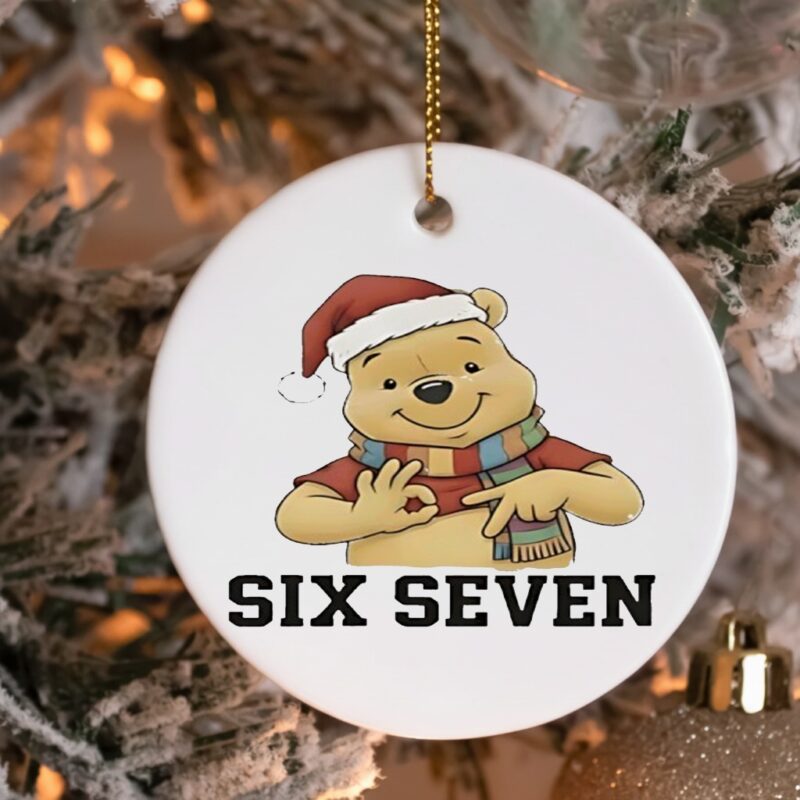Pooh Santa hat Six Seven graphic_Ornaments