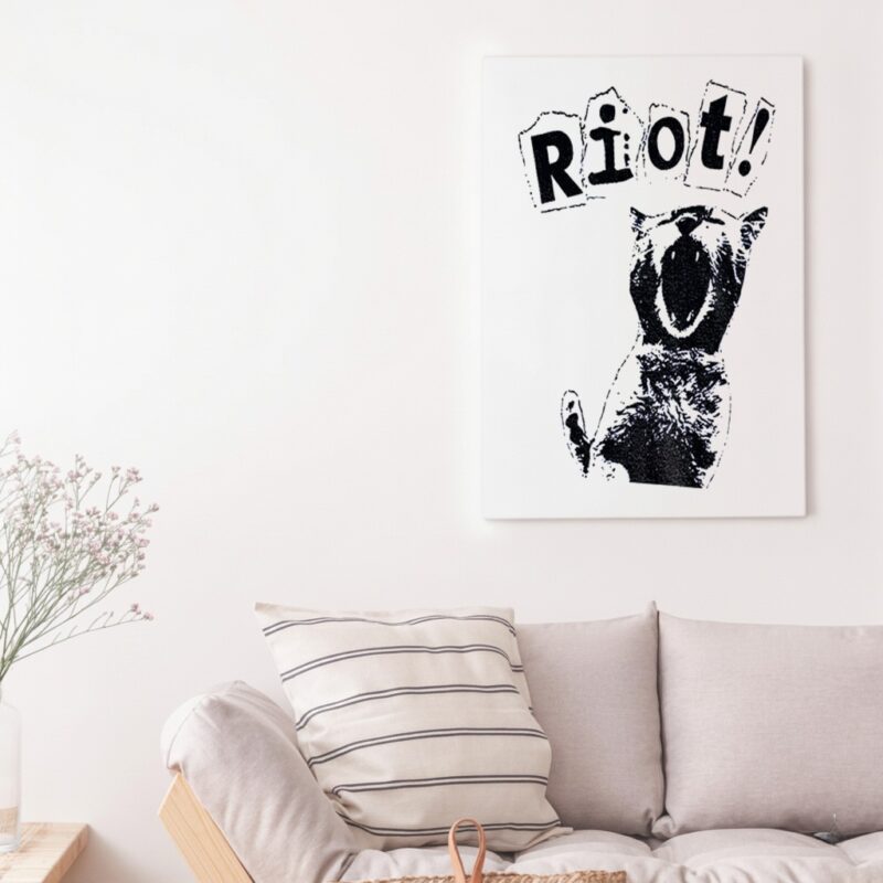 Riot cat anarchy revolution kitten vintage_Canvas