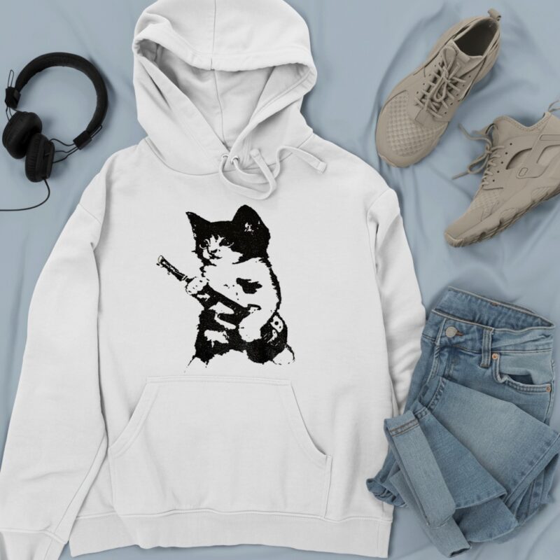 Rockstar Kitten holding gun vintage_Hoodie