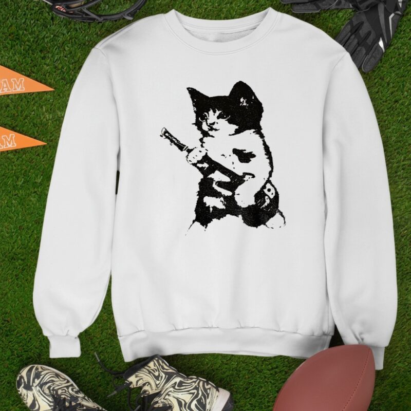 Rockstar Kitten holding gun vintage_Sweatshirt