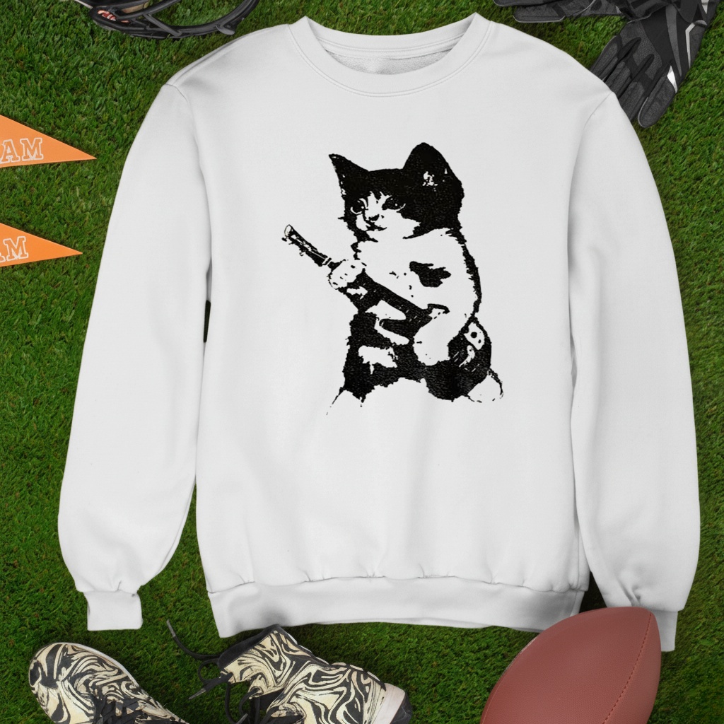 Rockstar Kitten holding gun vintage shirt