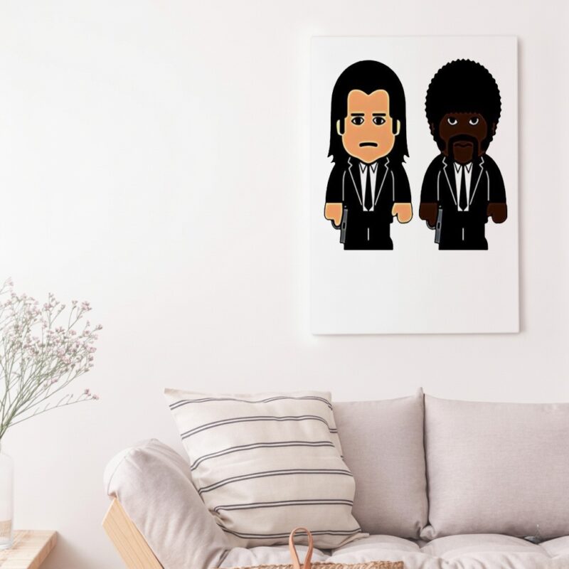 Samuel L Jackson wearing Pulp fiction Jules Winnfield and Vincent Vega cartoon_Canvas