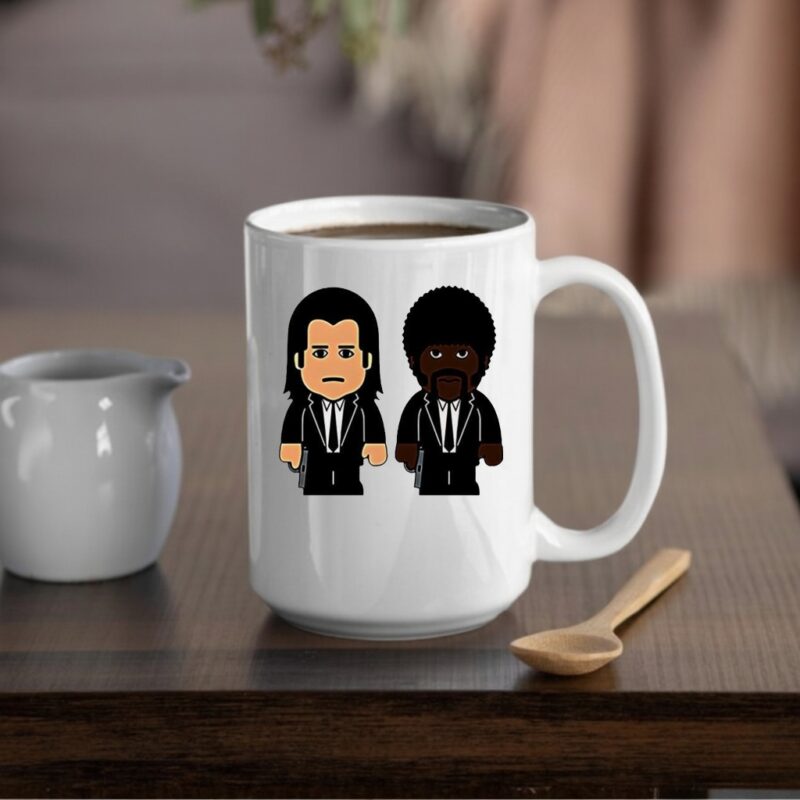 Samuel L Jackson wearing Pulp fiction Jules Winnfield and Vincent Vega cartoon_Mug