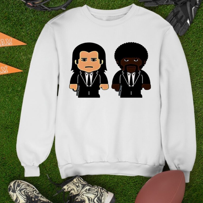 Samuel L Jackson wearing Pulp fiction Jules Winnfield and Vincent Vega cartoon_Sweatshirt