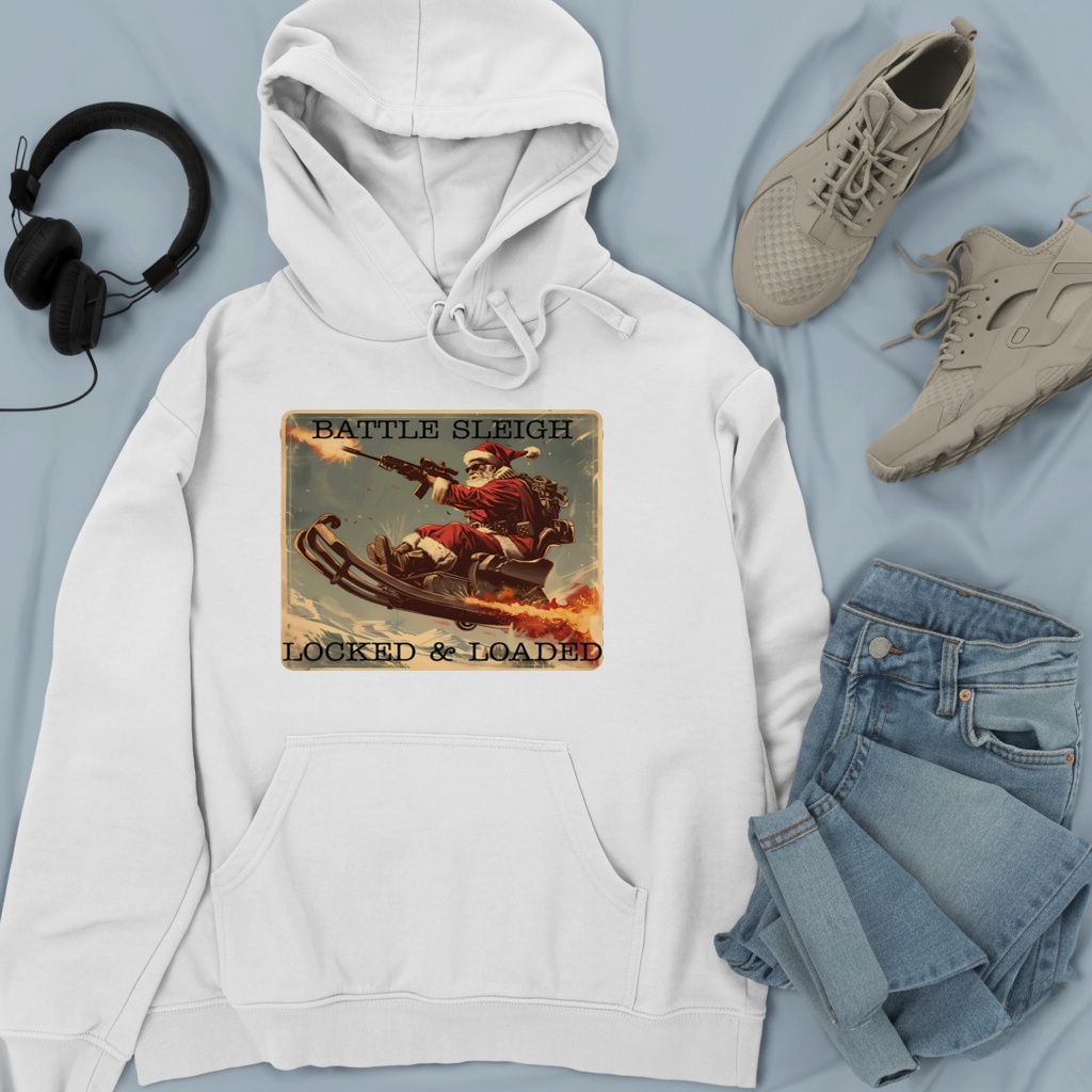 Santa Battle sleigh locked and loaded Christmas shirt