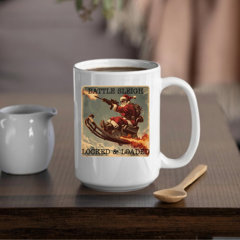 Santa Battle sleigh locked and loaded Christmas shirt