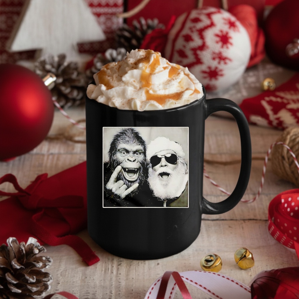 Santa Claus Selfie Bigfoot Christmas Sasquatch Rock shirt