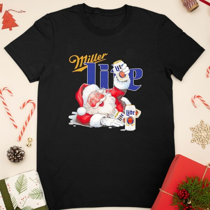 Santa Claus holding Miller Lite beer holiday Christmas_Classic T-Shirt