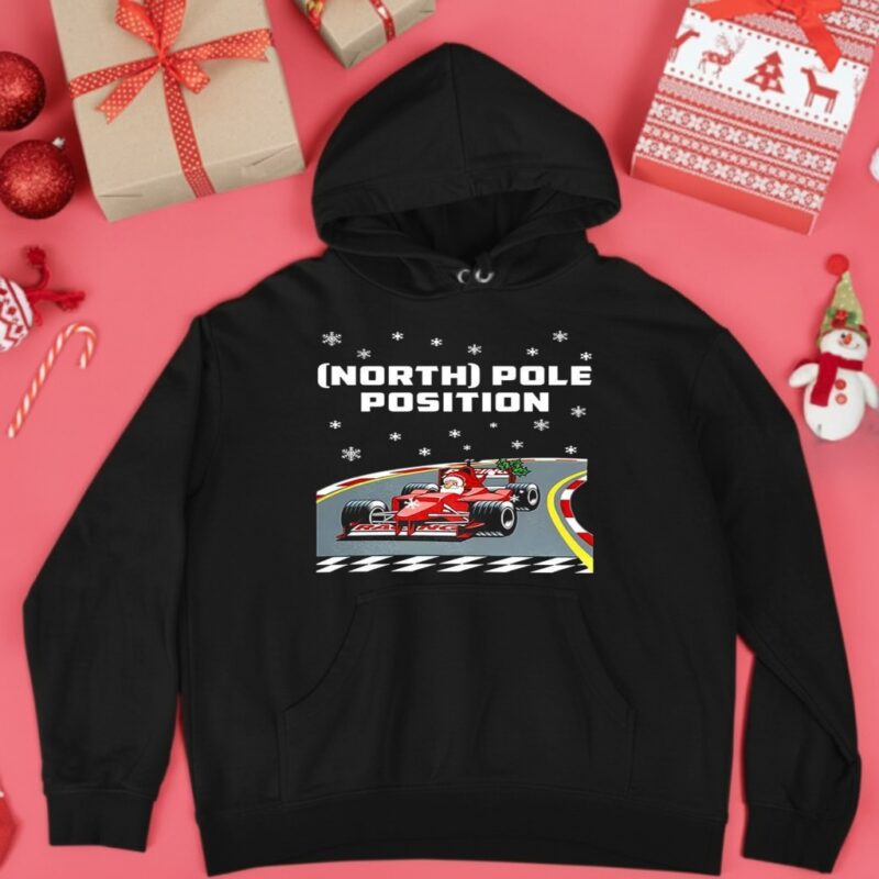 Santa Claus north pole position Formula 1 racing Christmas_Hoodie