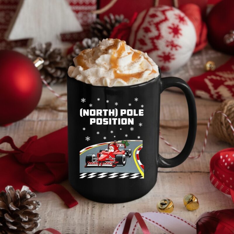 Santa Claus north pole position Formula 1 racing Christmas_Mug