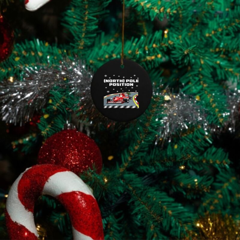 Santa Claus north pole position Formula 1 racing Christmas_Ornaments