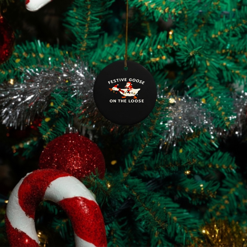 Santa Claus riding goose festive goose on the loose Merry Christmas shirt