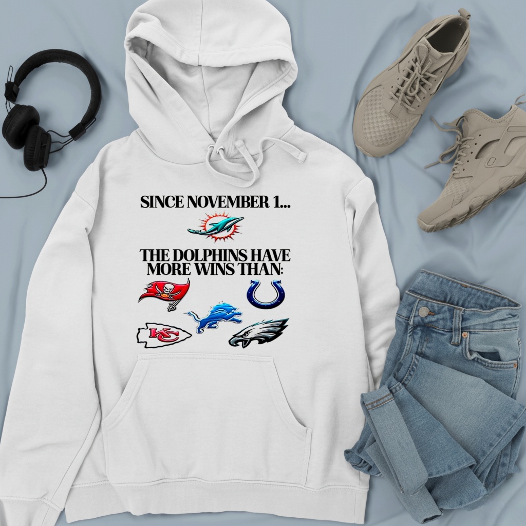 Since november 1 the Miami Dolphins have more wins than shirt