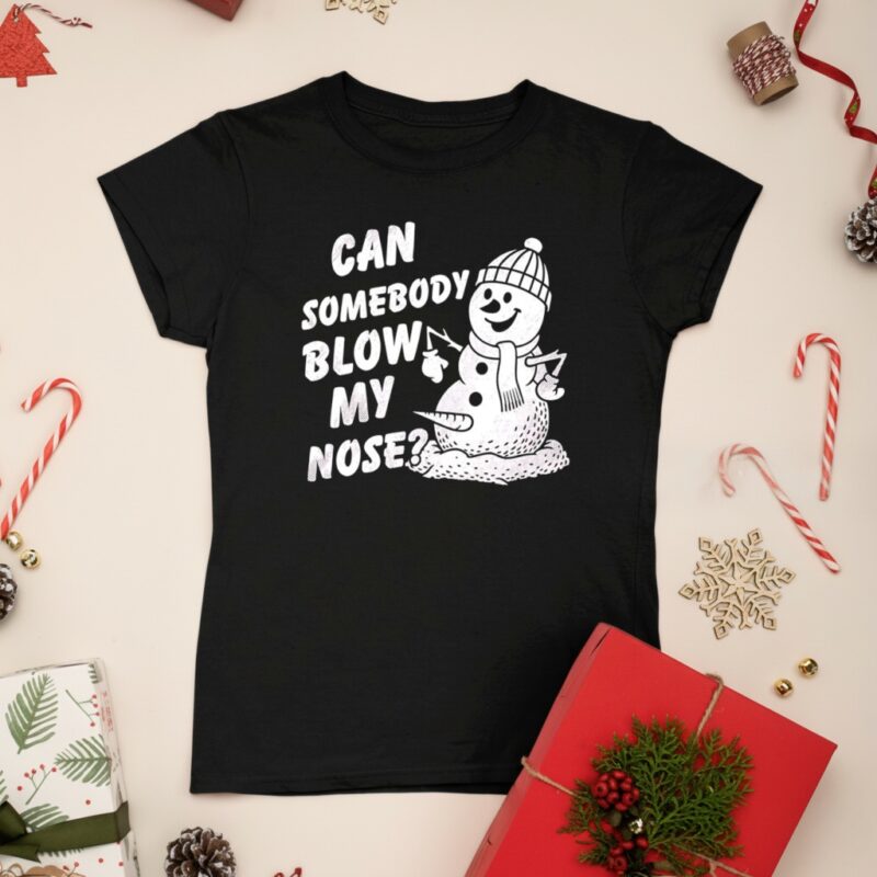 Snowman can somebody blow my nose Merry Christmas_Ladies T-Shirt